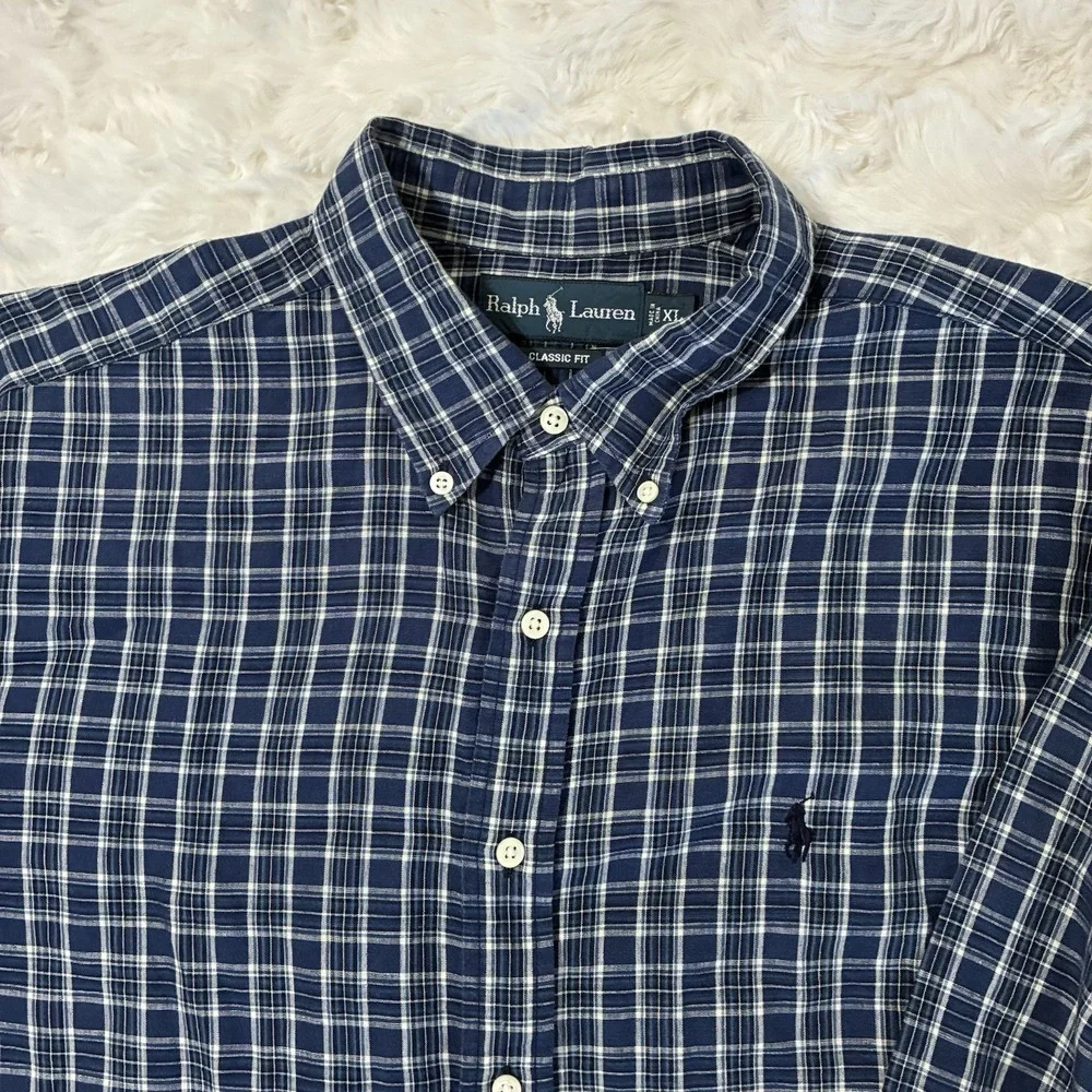 Ralph Lauren‎ Polo Long Men's XL Sleeve Shirt Blue Classic Fit